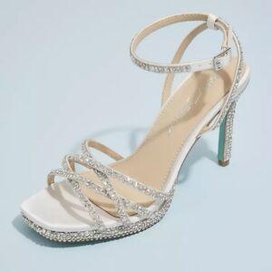Betsey Johnson White and Silver Heels